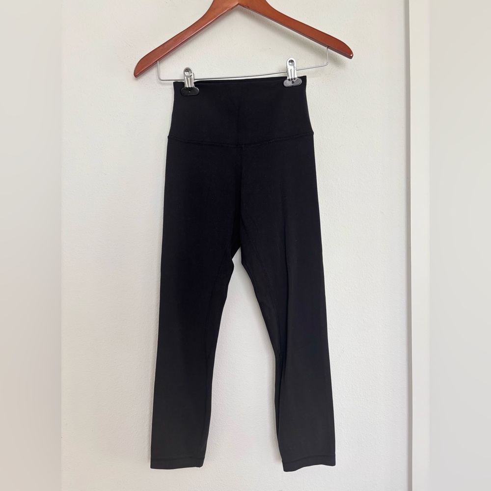LULULEMON CLASSIC BASIC HIGH WAISTED CROPPED CLOTH LEGGINGS SZ SMALL